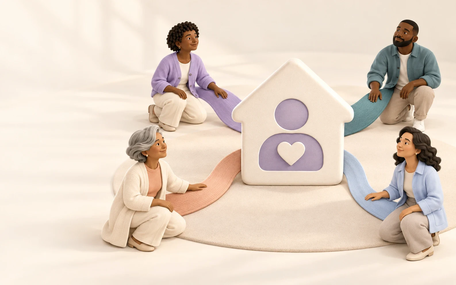 Four caregivers connected around one central child profile